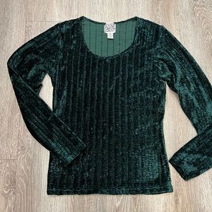 VTG Vintage Y2K the Body Shop green velvet long sleeve top medium